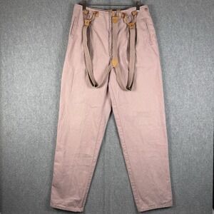 Vintage Nikoata Mens Pant 33x32 Tokyo New York Suspender Pants Mauve Pink Cotton